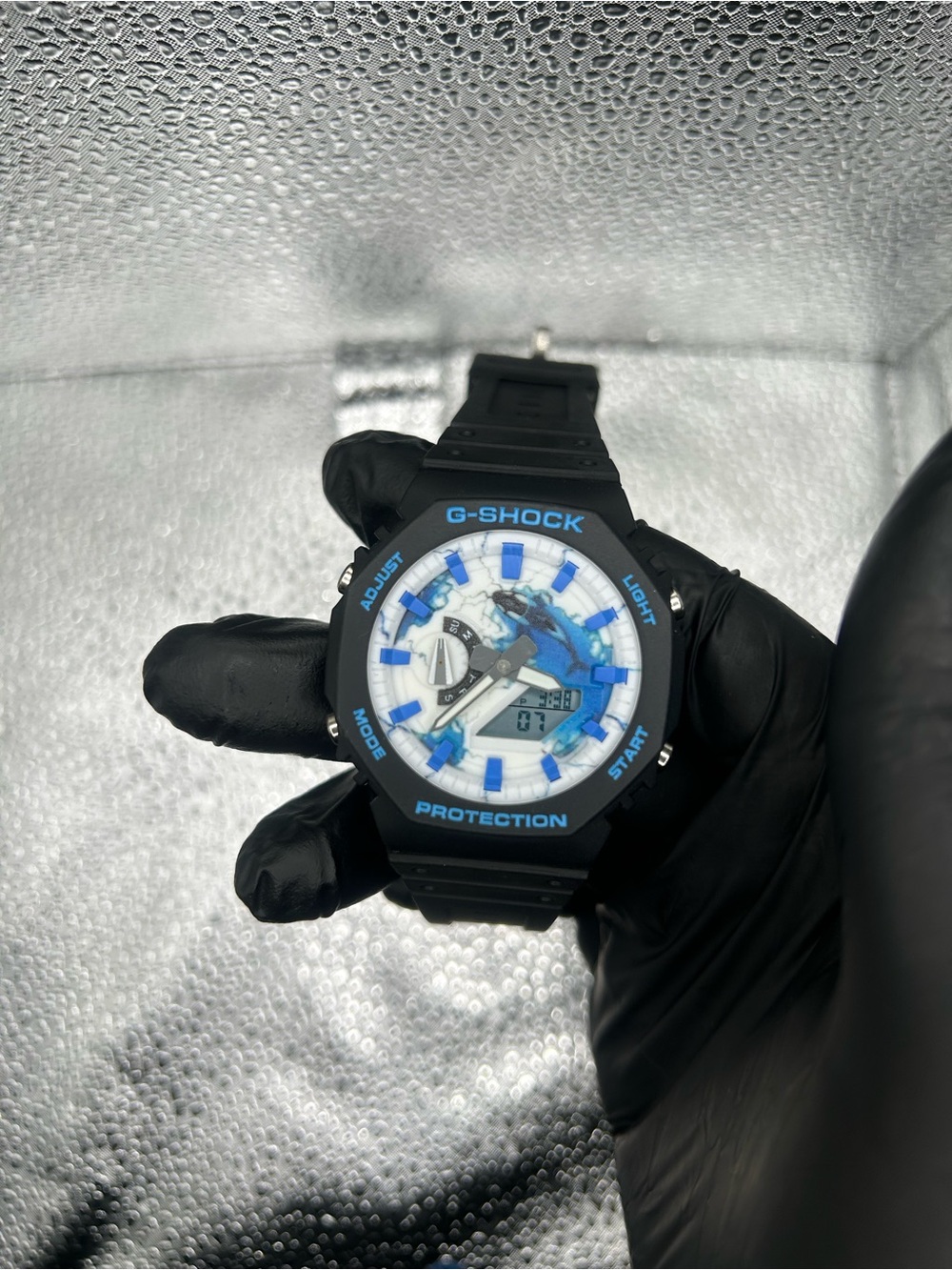 Casio G-SHOCK Black with Blue and White Dial Resin Watch